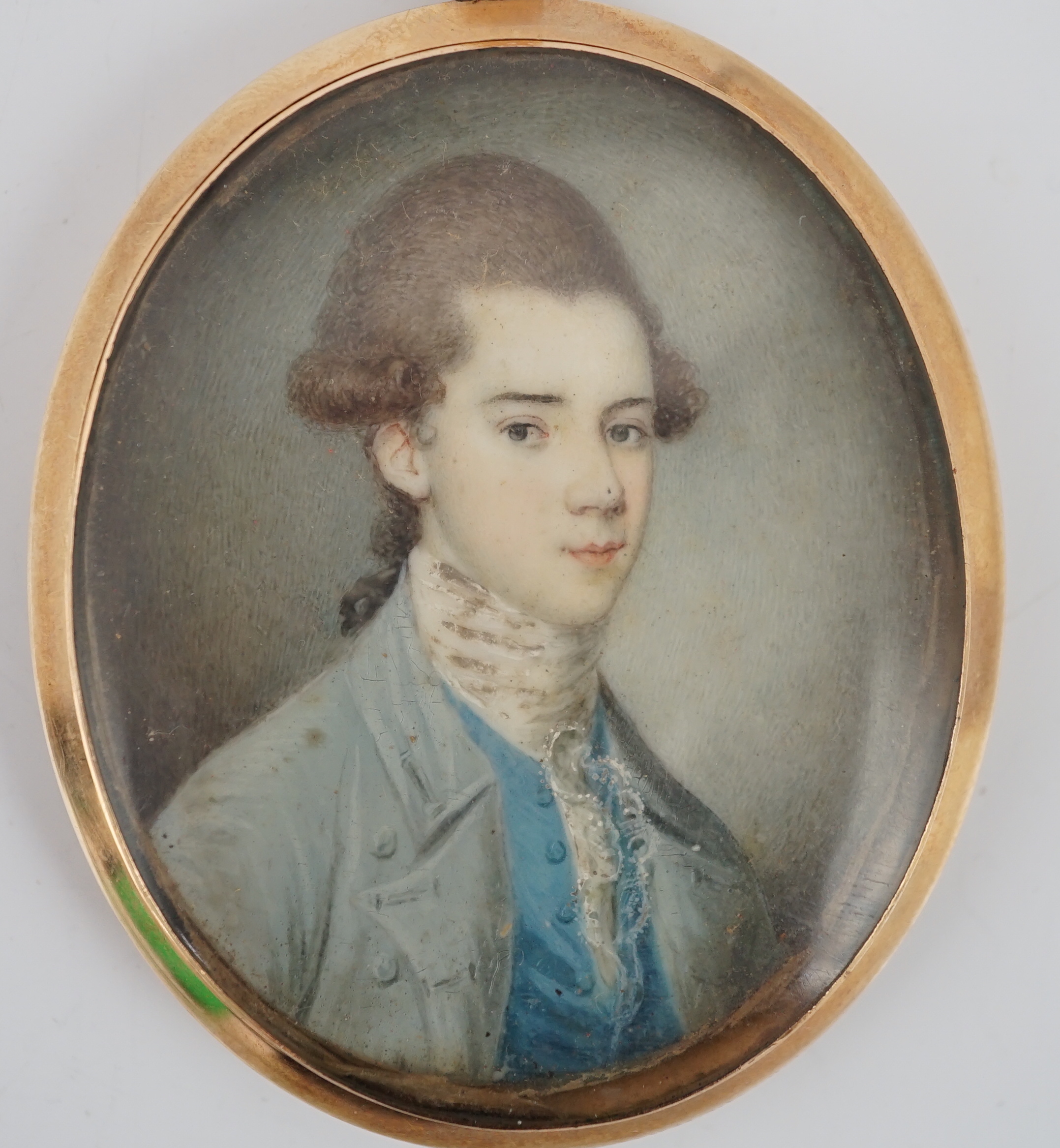 English School circa 1800, Portrait miniature of a young man, oil on ivory, 5.4 x 4.4cm. CITES Submission reference JKK4W6C4